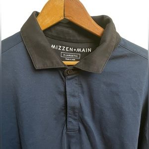 Mizzen + Main Men’s XL Trim Quarter Button Long Sleeve Navy Shirt
